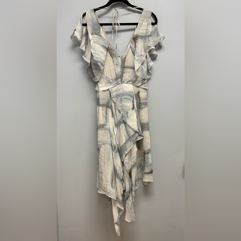 Max Azria Soft Watercolor Silk Draped Ruffle Dress – XXS